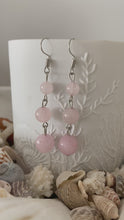 Load and play video in Gallery viewer, Stone Dangle Earrings - Rose Quartz

