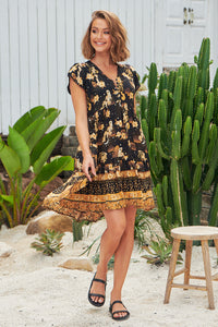 Tracey Dress - Starry Black & Gold