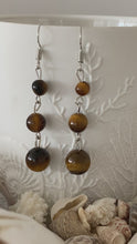 Load and play video in Gallery viewer, Stone Dangle Earrings - Tigers Eye
