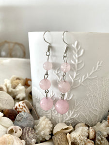 Stone Dangle Earrings - Rose Quartz