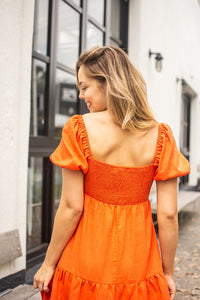 Jade Tiered Dress - Sunset Orange