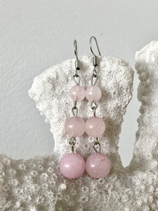 Stone Dangle Earrings - Rose Quartz